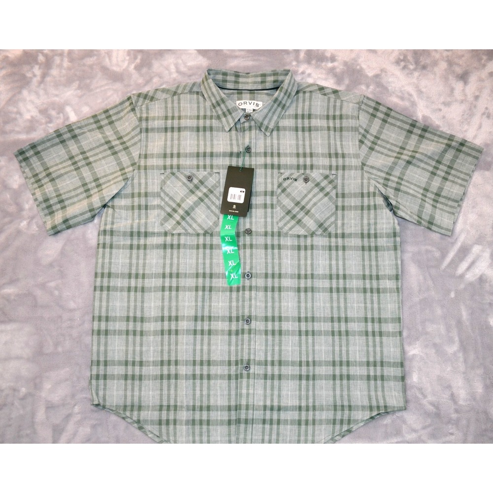Orvis Short Sleeve Green Plaid Tech Shirt Mens Size XL Nwt's